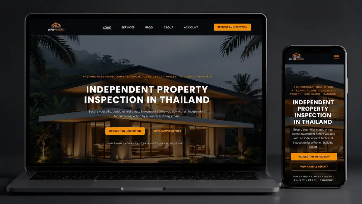 Aperçu du projet Expert Habitat Thailand - site Wix pour le marché immobilier thaïlandais